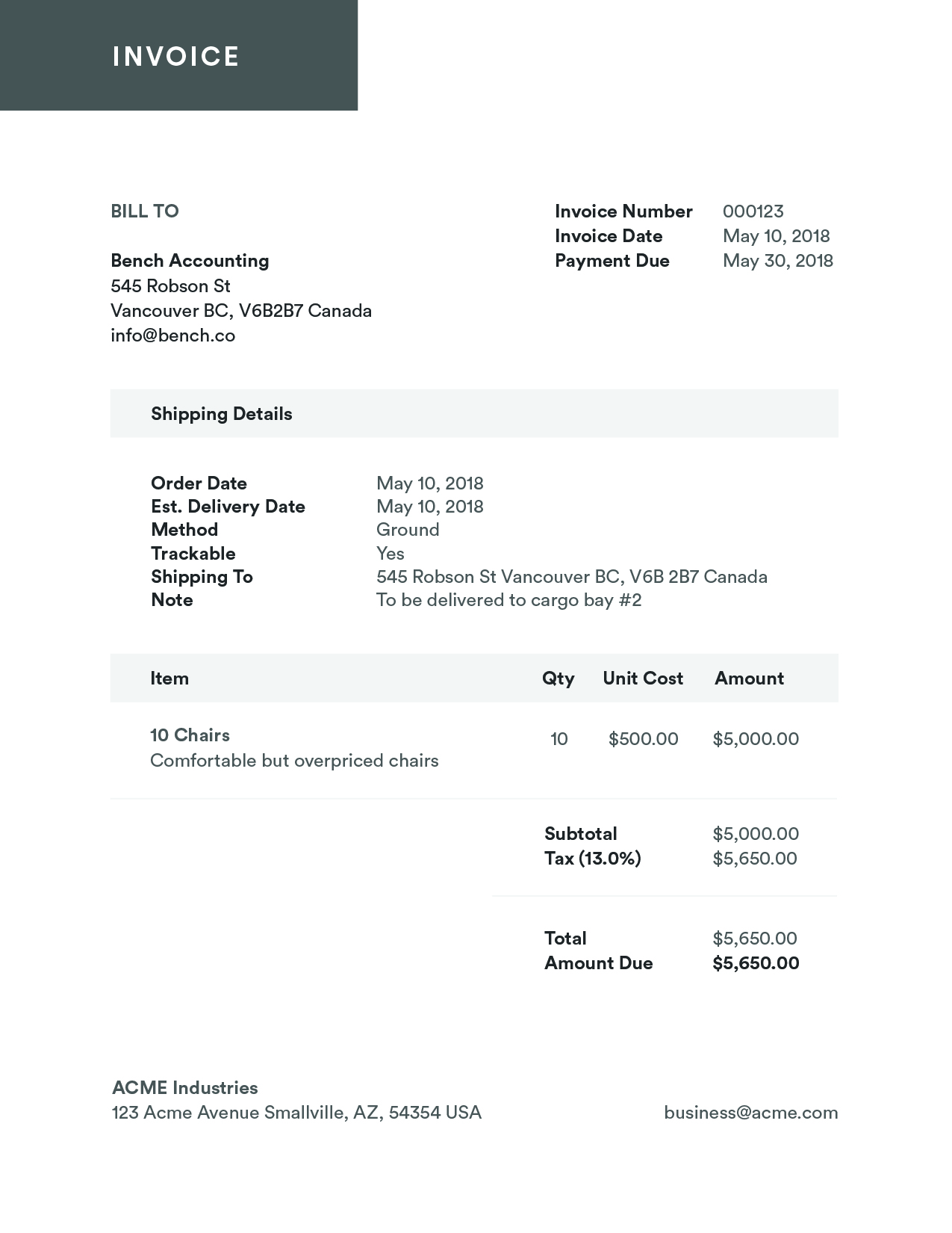 Invoice Example
