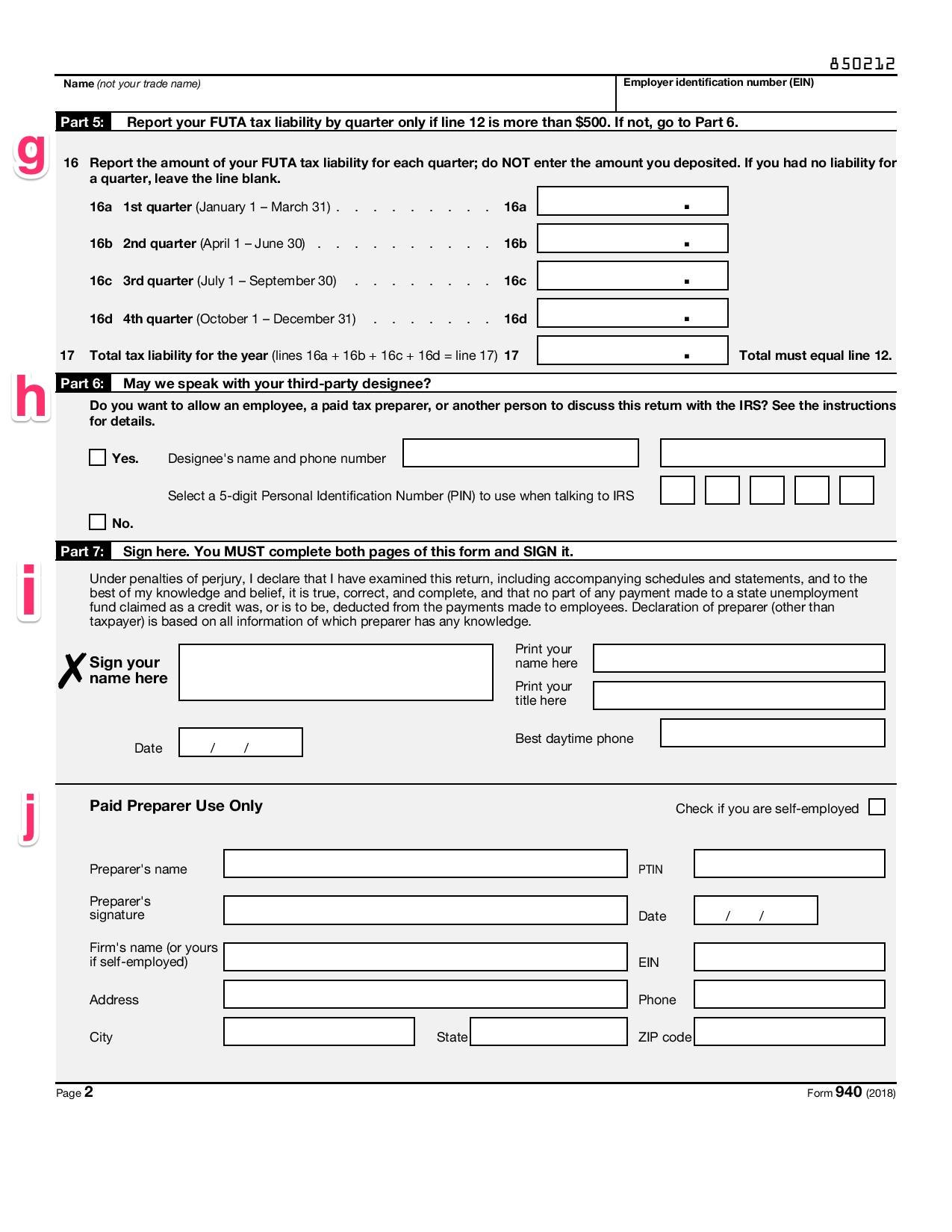 IRS Form 940 (part two)