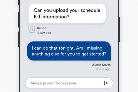screenshot of Bench support app