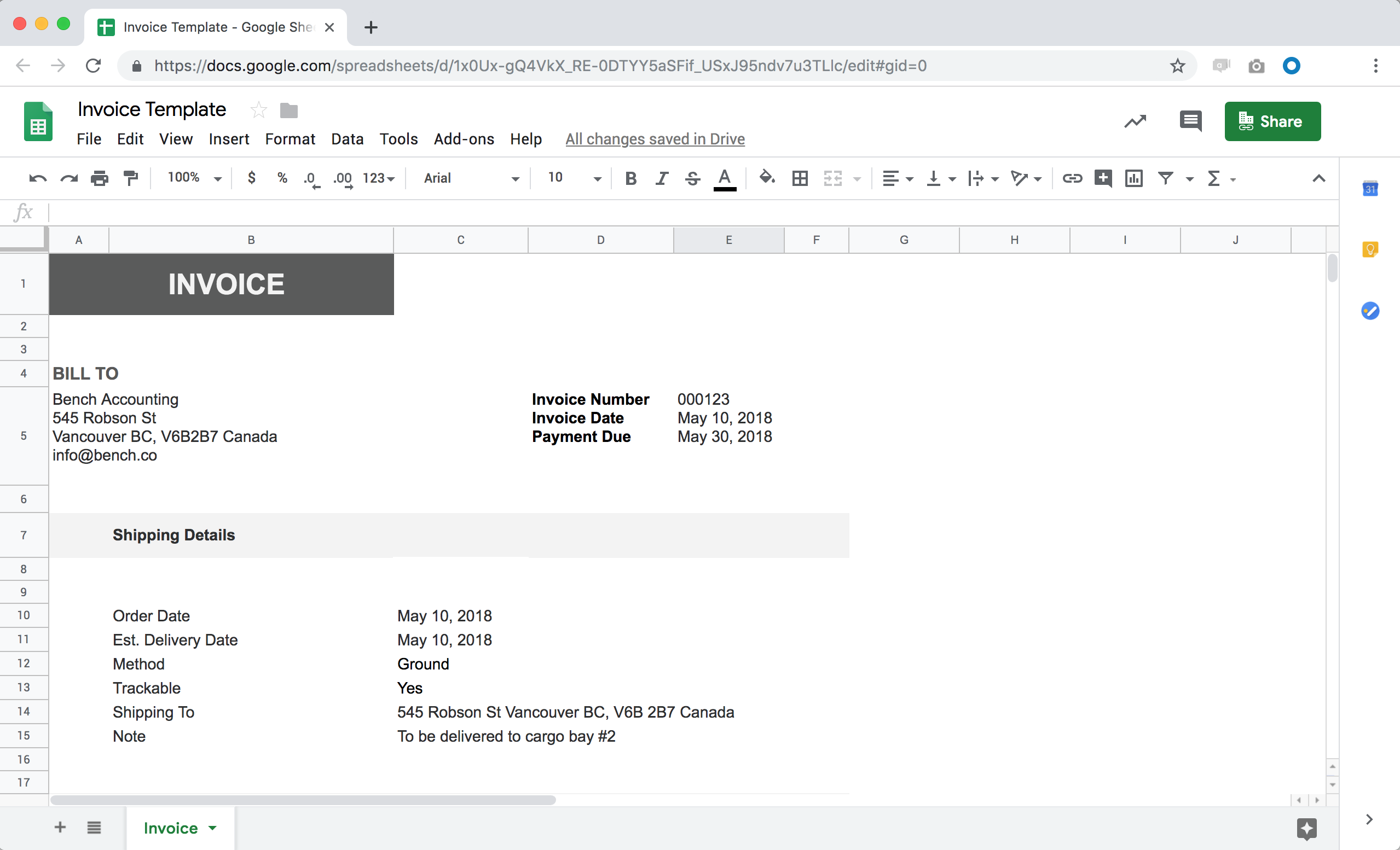 Google Sheets Invoice Template