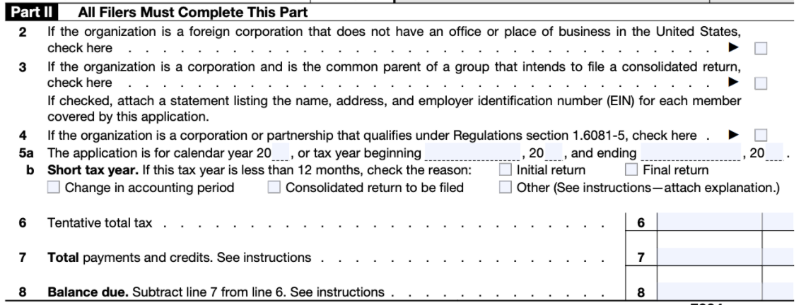 2020 Form 7004 Part II